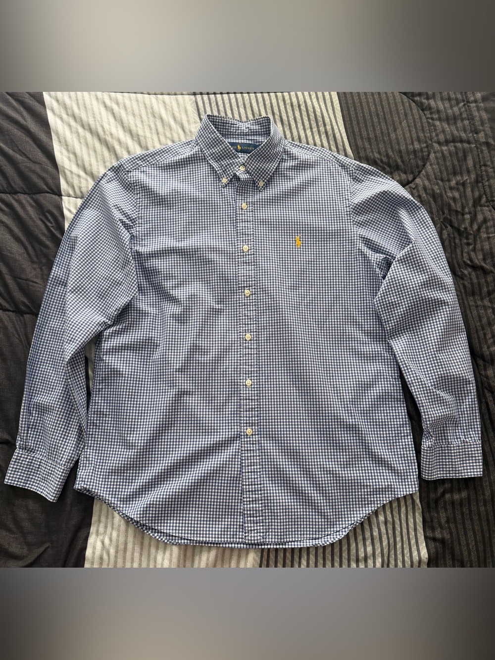 Polo by Ralph Lauren Blue Micro-Gingham Button-Down Shirt